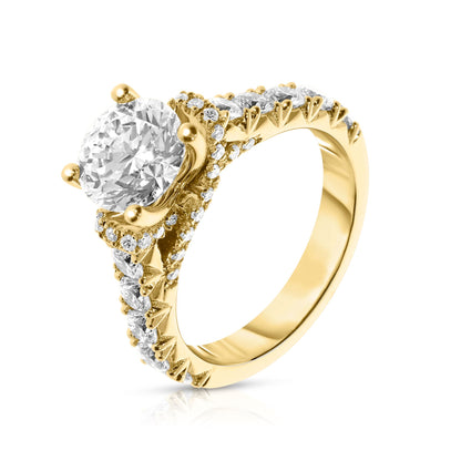 White Gold Sidestone Ring with Round Diamond – Eternal Dawn