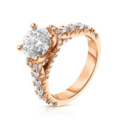 White Gold Sidestone Ring with Round Diamond – Eternal Dawn