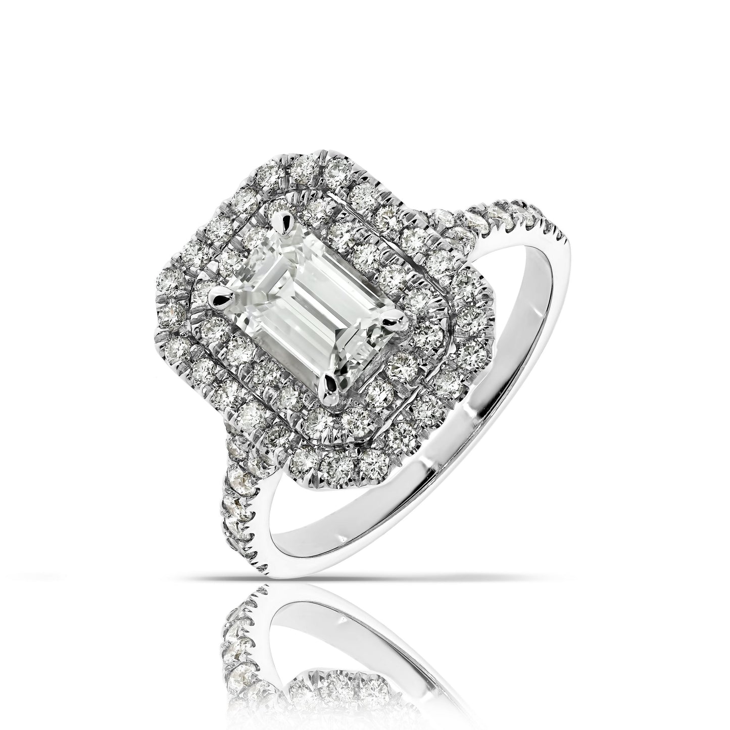 Emerald-Cut Diamond Halo Ring – Celestial Reflections