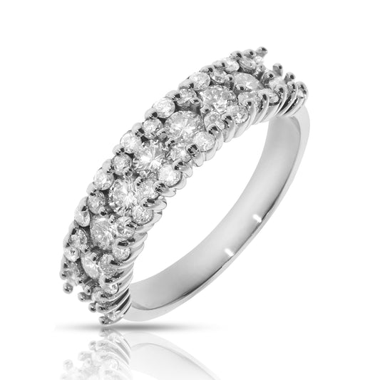 An ode to the infinite beauty and timeless allure of the cosmos, this gold ring embodies the grace of 'Celestial Eternity.' Adorned with a radiant constellation of round-cut diamonds, it captures the luminous essence of eternity, symbolizing unending love and eternal connection. The exquisite design enchants with its delicate brilliance, making it a perfect choice for celebrating a lifetime commitment, or a treasured gift to commemorate a significant milestone in one’s journey.