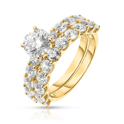 Diamond Sidestone Ring in White Gold with Round-Cut Diamonds – Celestial Harmony