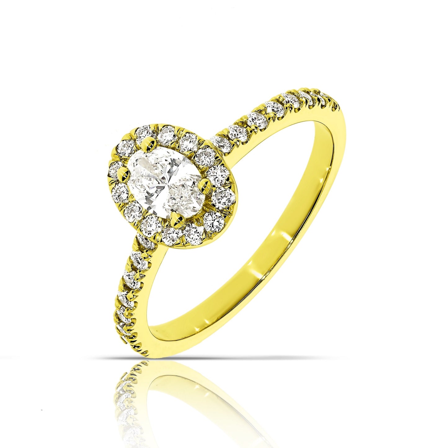 Halo Ring in White Gold with Oval Diamond – Celestial Lumina | Heavenly Grace