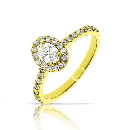 Halo Ring in White Gold with Oval Diamond – Celestial Lumina | Heavenly Grace