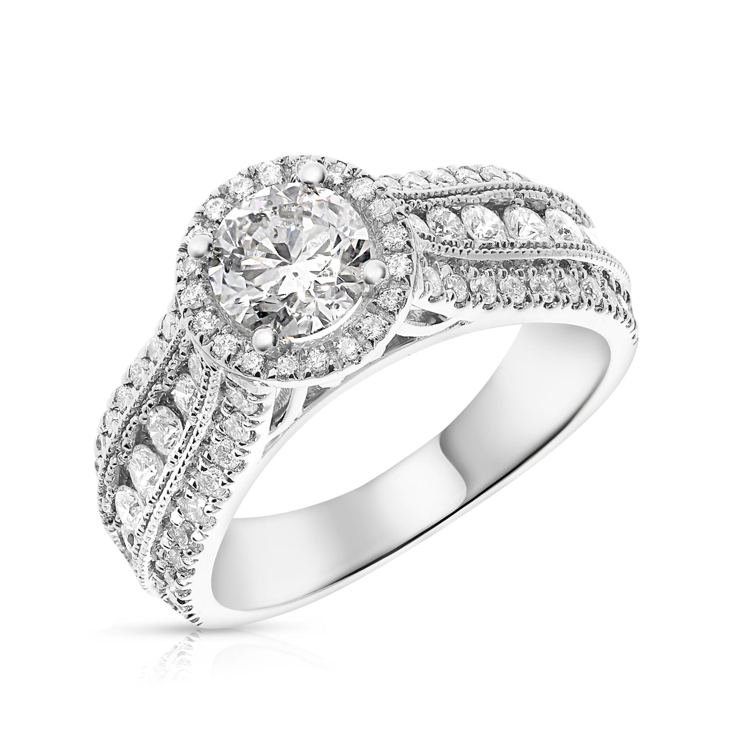 Ring in Gold with Round-Cut Diamond – Celestial Halo