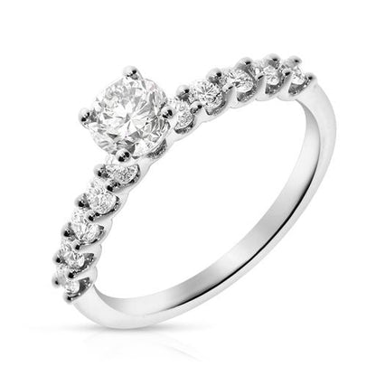 Gold Sidestone Ring with Round Diamond – Symphony of Stars | Sidestone Rings