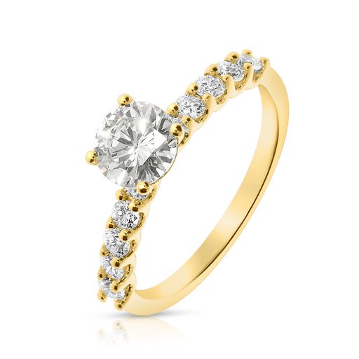 Sidestone Ring in White Gold with Round Diamond – Celestial Harmony