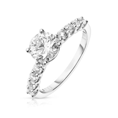 White Gold Sidestone Ring with Round Diamond – Eternal Celeste | Illumina