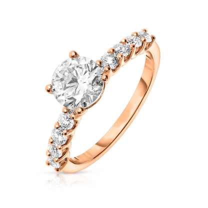 White Gold Sidestone Ring with Round Diamond – Eternal Celeste | Illumina