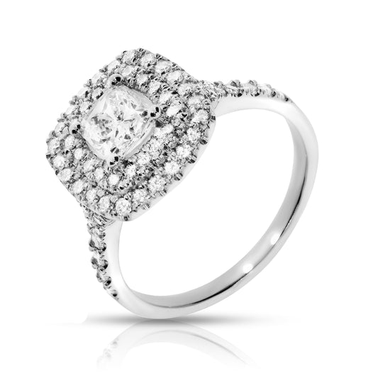 Halo Ring in Gold with Cushion Diamond – Celestial Crown | Nocturne