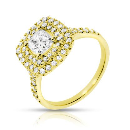 Halo Ring in Gold with Cushion Diamond – Celestial Crown | Nocturne