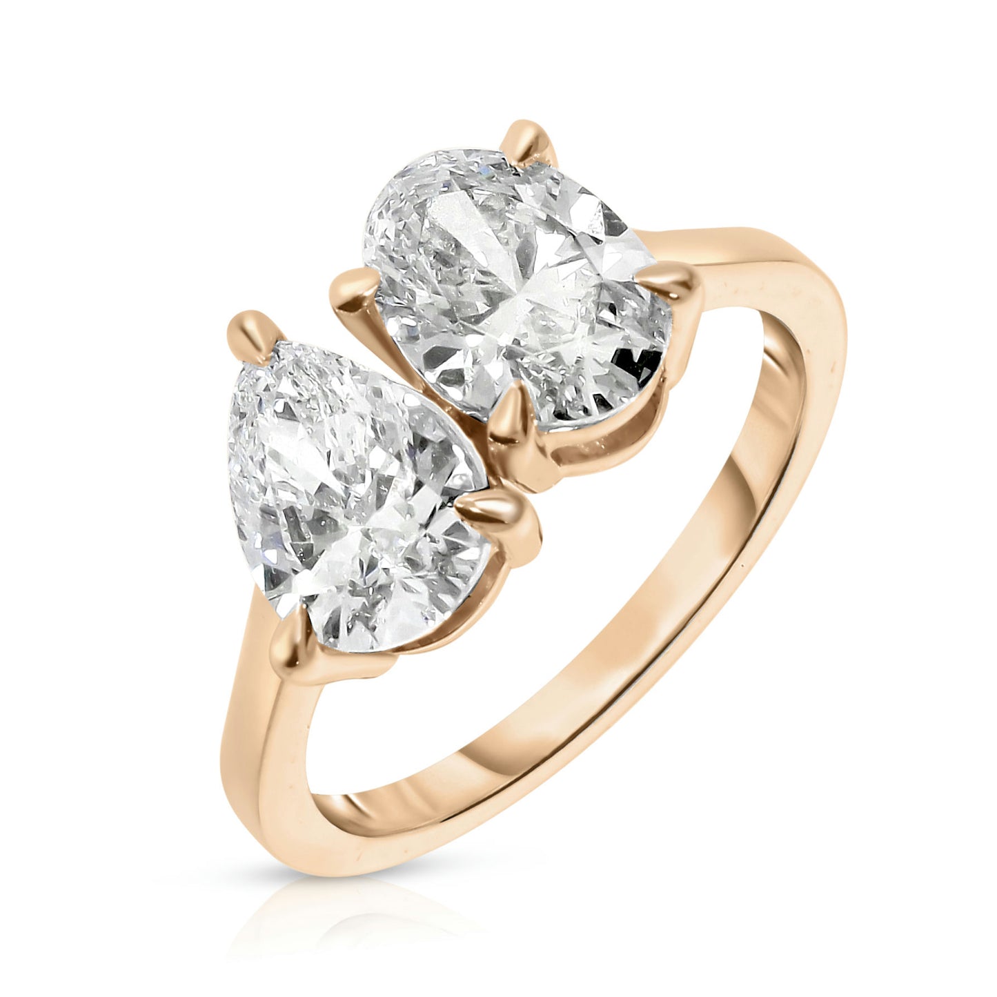 Gold Sidestone Ring with Pear Diamonds – Duo of Elegance | Sidestone Rings