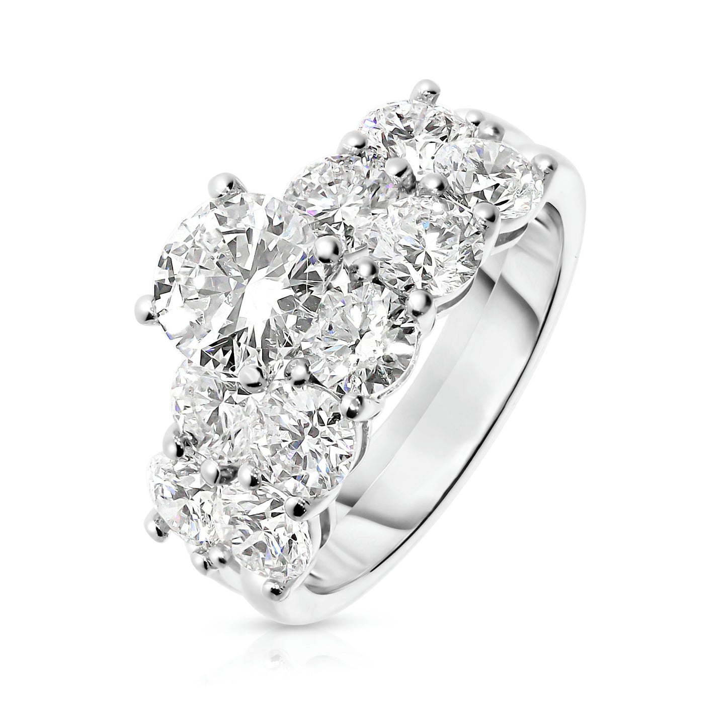 Gold Sidestone Ring with Round Diamonds – Stellar Symphony | Sidestone Rings