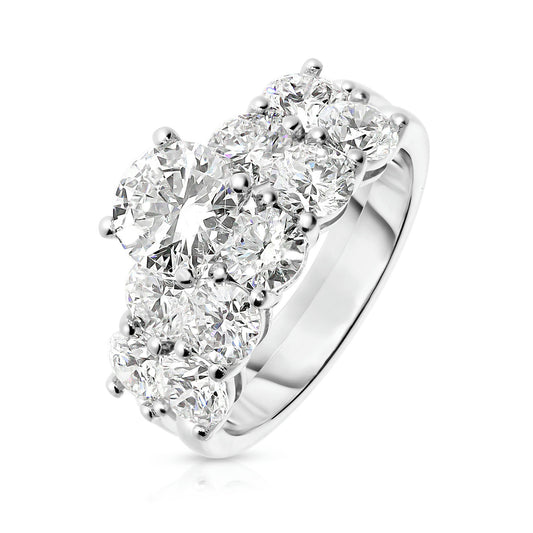 Gold Sidestone Ring with Round Diamonds – Stellar Symphony | Sidestone Rings