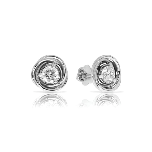 Stud Earrings in Gold with Round Diamond – Whispers of Infinity