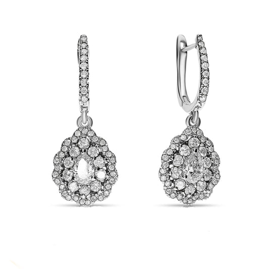 Drop Earrings in White Gold with Pear Diamonds – Tears of the Moon