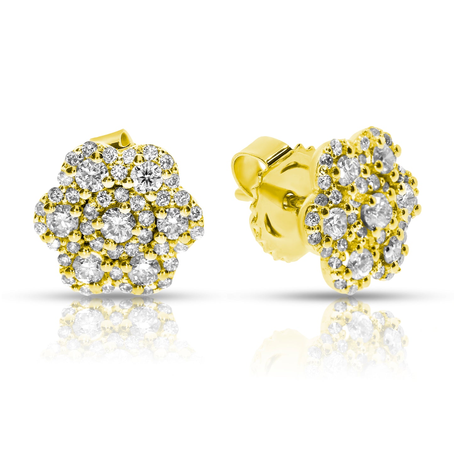 Gold Stud Earrings with Diamonds – Petals of Brilliance | Stud Earrings