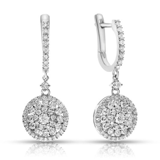 White Gold Drop Earrings with Round-Cut Diamonds – Celestial Harmony | Origins