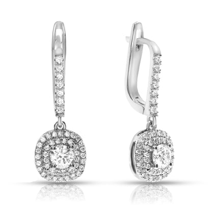 Embrace celestial elegance with Lunar Cascade gold earrings, adorned with shimmering round-cut diamonds. Available in 14K or 18K gold. Perfect for milestones and self-love moments.