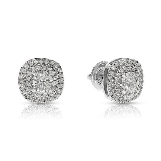 Stud Earrings in White Gold with Round Diamonds – Ecliptic Radiance