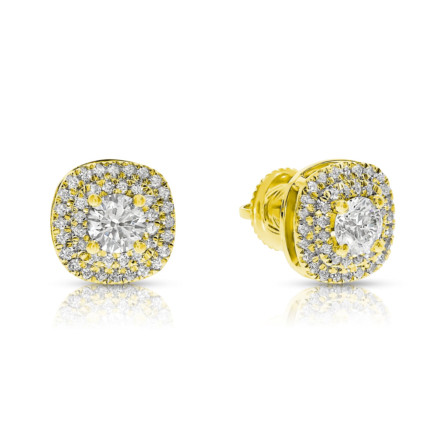 Stud Earrings in White Gold with Round Diamonds – Ecliptic Radiance