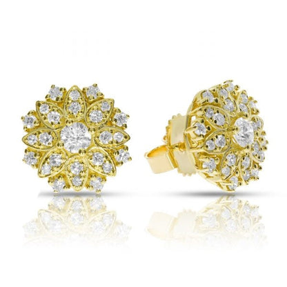 Stud Earrings in White Gold with Round Diamonds – Lunar Blossom