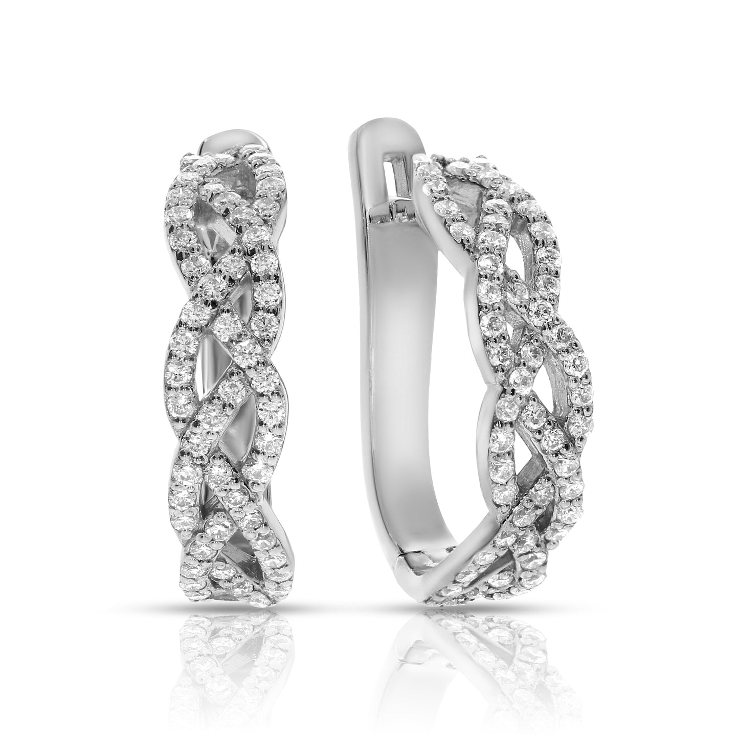 Gold Huggie Earrings with Round Diamonds – Eternal Weave | Huggie Earrings