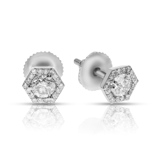 Earrings in White Gold with Round Diamonds – Celestial Hex | Origins