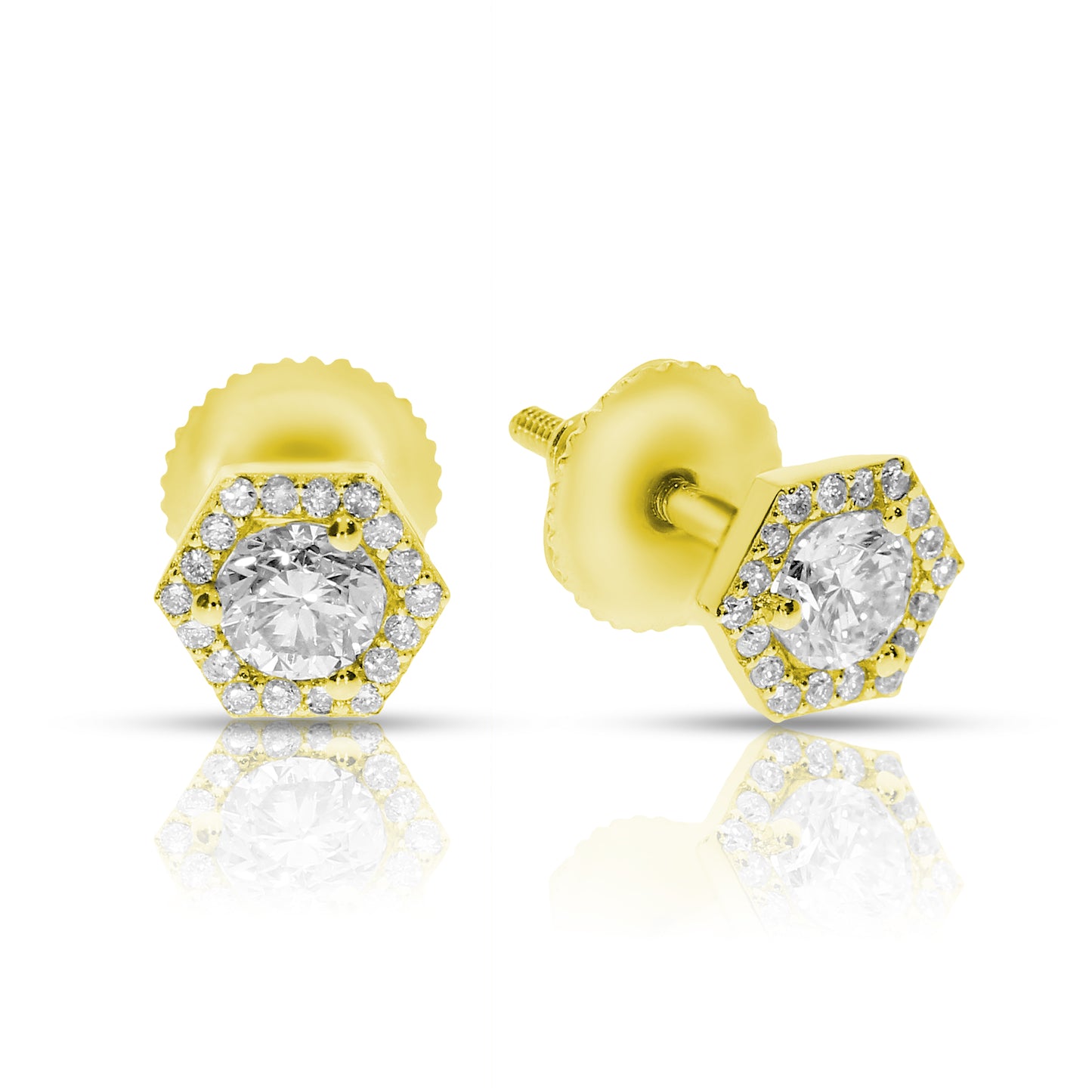 Earrings in White Gold with Round Diamonds – Celestial Hex | Origins