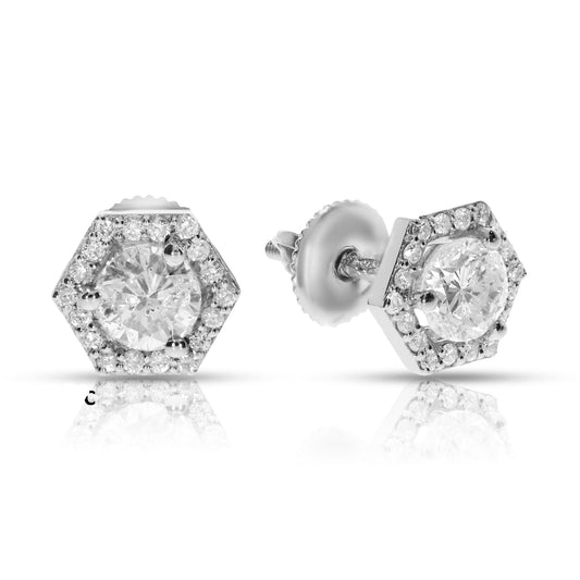 Stud Earrings in White Gold with Diamonds – Celestial Halo |