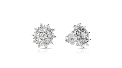 Boucles d'oreilles à tige en diamant de 1,20 carat, motif flocon de neige