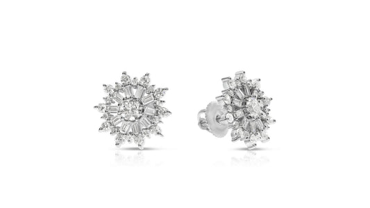 Boucles d'oreilles à tige en diamant de 1,20 carat, motif flocon de neige