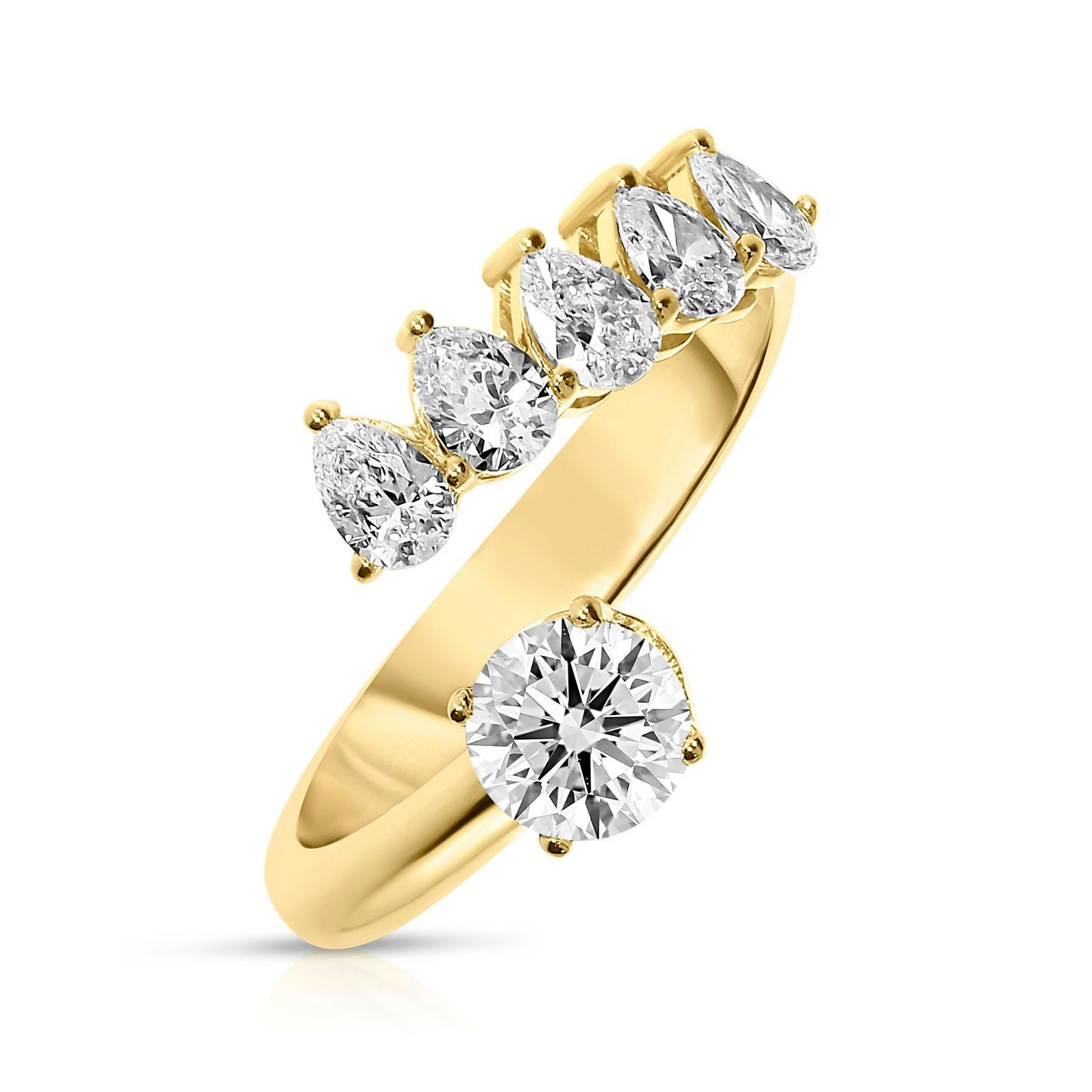 Gold Sidestone Ring with Round Diamonds – The Celestial Orbit