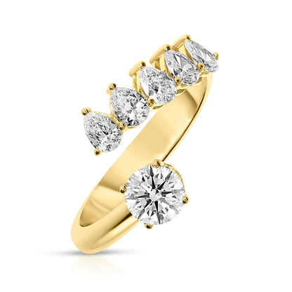 Gold Sidestone Ring with Round Diamonds – The Celestial Orbit