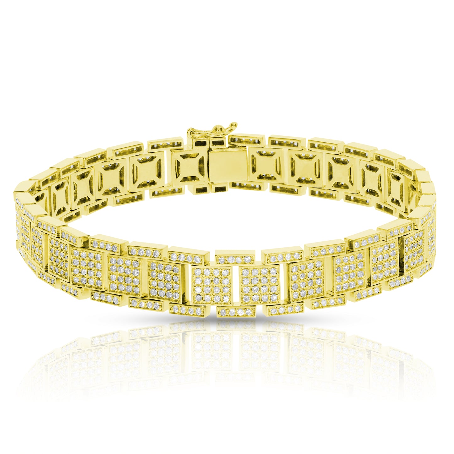 4 Karat Diamant Herrenarmband mit quadratischen Gliedern