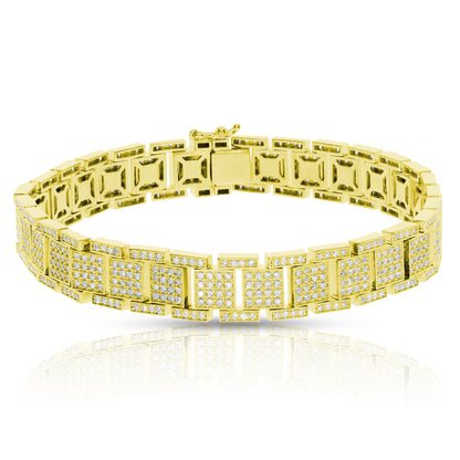 4 Karat Diamant Herrenarmband mit quadratischen Gliedern