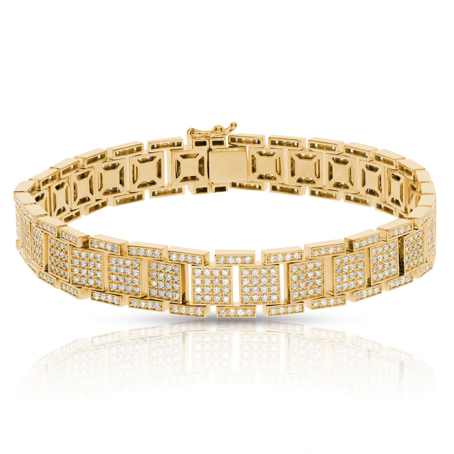 4 Karat Diamant Herrenarmband mit quadratischen Gliedern