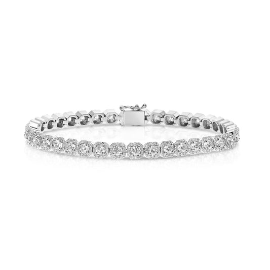 Tennis Bracelet in White Gold with Round Diamonds – Celestial Orbit | Eternal Radiance