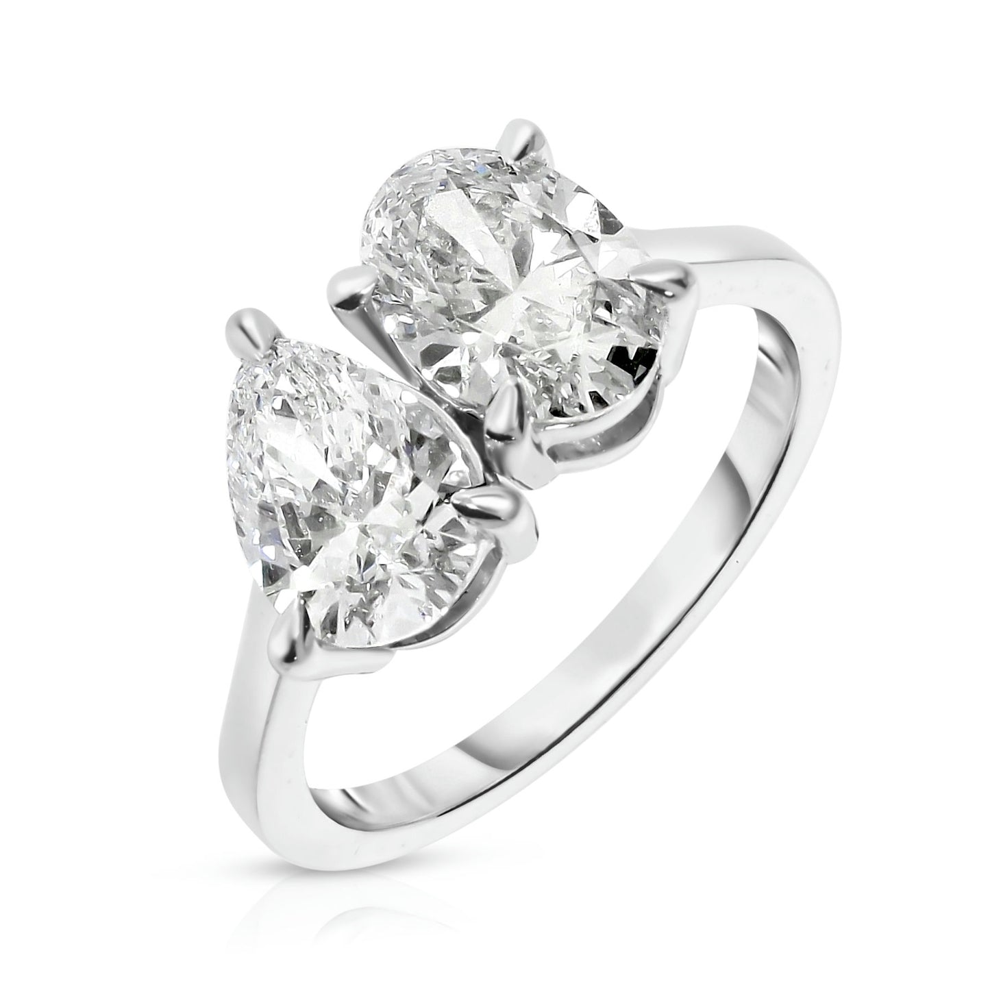 Gold Sidestone Ring with Pear Diamonds – Duo of Elegance | Sidestone Rings