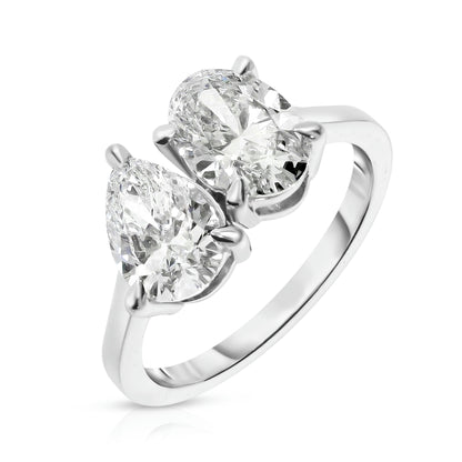 Gold Sidestone Ring with Pear Diamonds – Duo of Elegance | Sidestone Rings