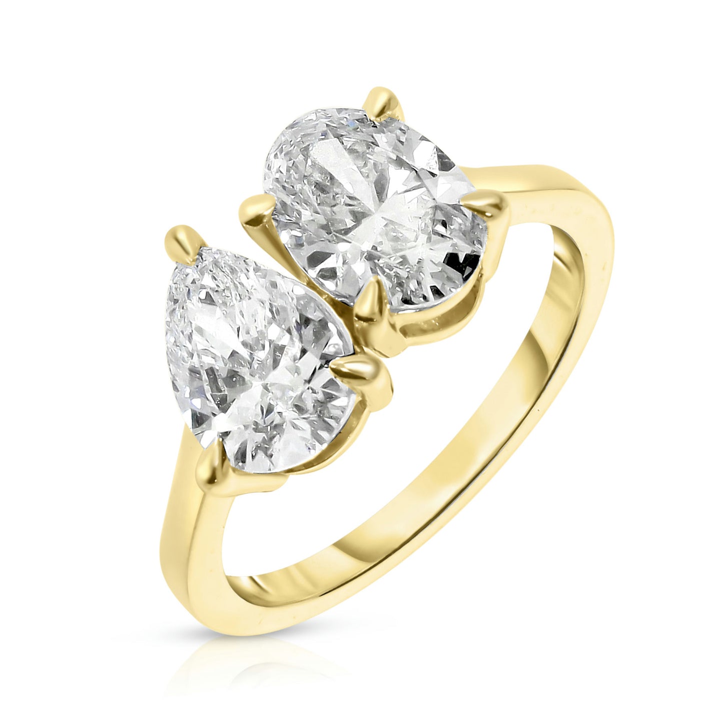 Gold Sidestone Ring with Pear Diamonds – Duo of Elegance | Sidestone Rings