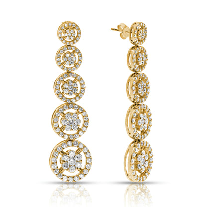 Diamond Drop Earrings in Gold – Starlit Cascade