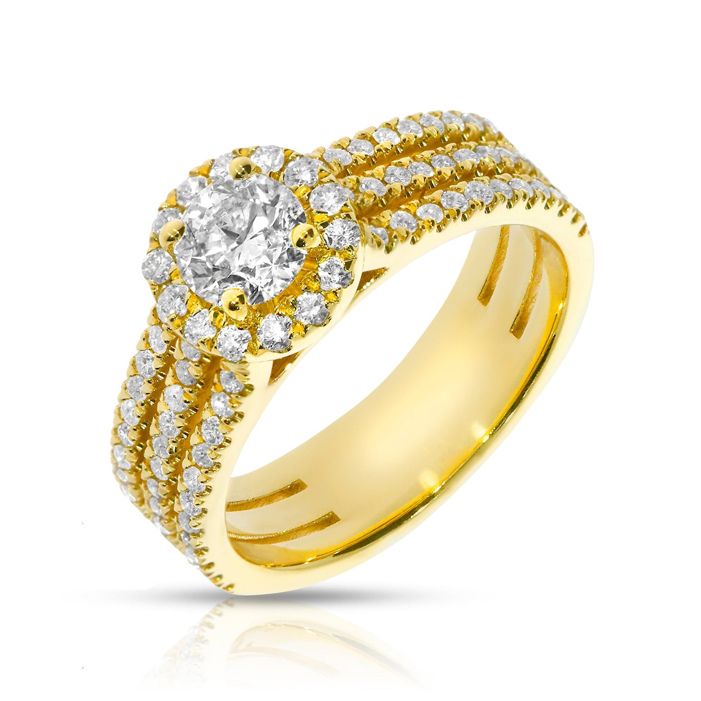 Gold Halo Ring with Round Diamonds – Celestial Symphony | Halo Rings
