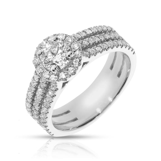 Gold Halo Ring with Round Diamonds – Celestial Symphony | Halo Rings