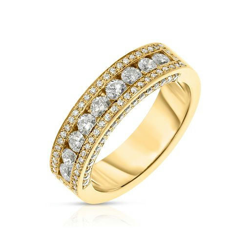 Gold Eternity Ring with Round Diamonds – Celestial Whispers | Eternal Aurora