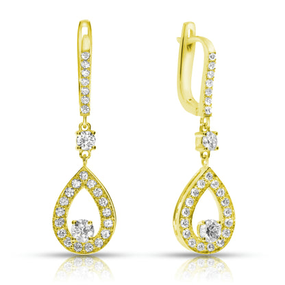 Gold Drop Earrings with Round Diamond – Celestial Rainfall | Auroral