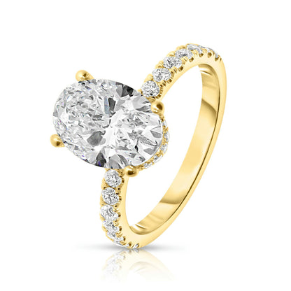 Sidestone Ring in White Gold with Oval Diamond – Eclipse Allure |