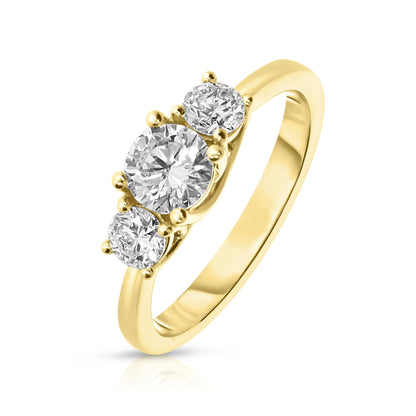 Gold Sidestone Ring with Round Diamonds – Celestial Embrace