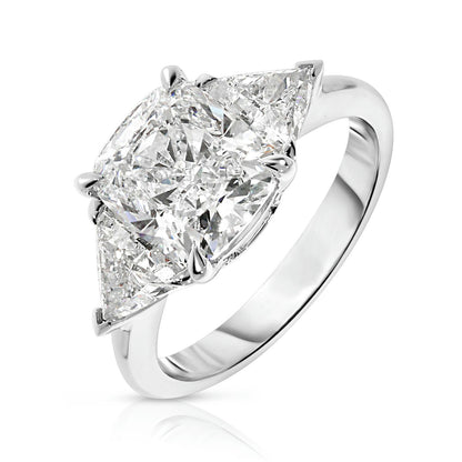 Gold Sidestone Ring with Cushion Diamond – The Celestial Empress | Signature Collection