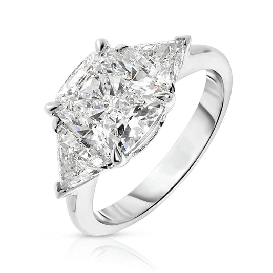 Gold Sidestone Ring with Cushion Diamond – The Celestial Empress | Signature Collection