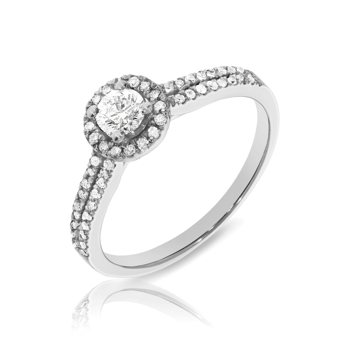 Gold Halo Ring with Round Diamond – Ethereal Orbit | Halo Rings